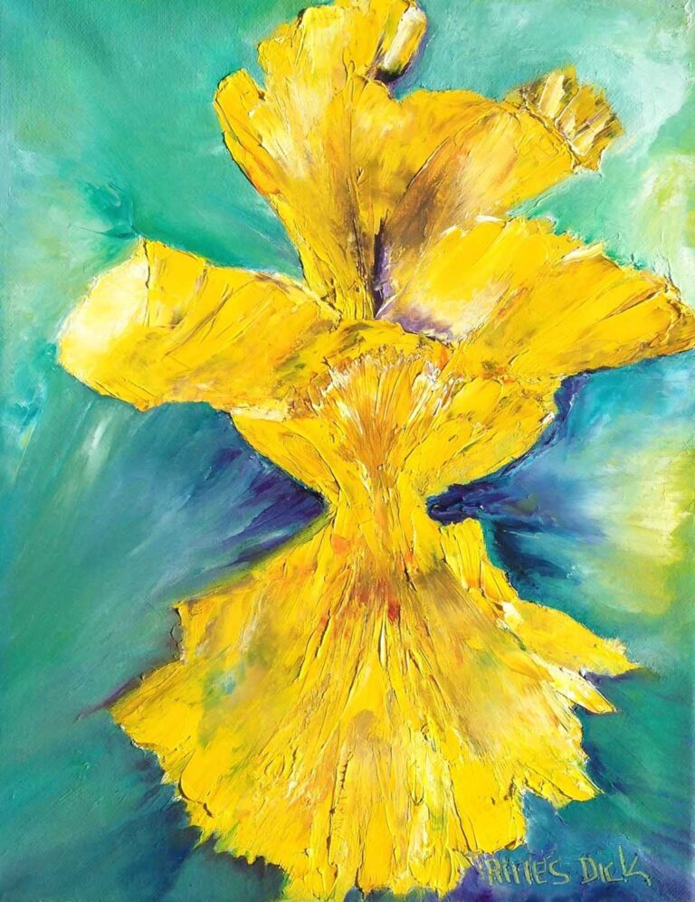 Paintings of a yellow Devil's Claw plant