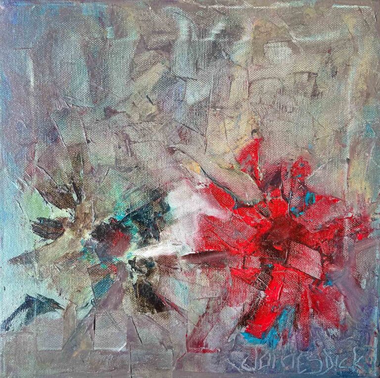 Abstract Modern Roses Painting like looking through glass